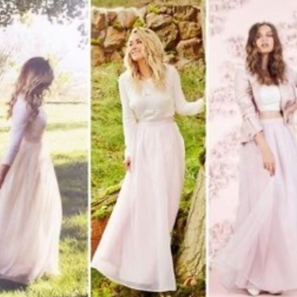Runway Lauren Conrad Maxi Lt Pink Satin & Tulle NWT Ball Skirt Balletcore | 6